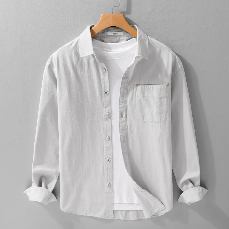 Herren Leichtes Baumwoll-Layering-Overshirt mit tonaler Brusttasche und Soft‑Touch‑Finish Nord Taschen