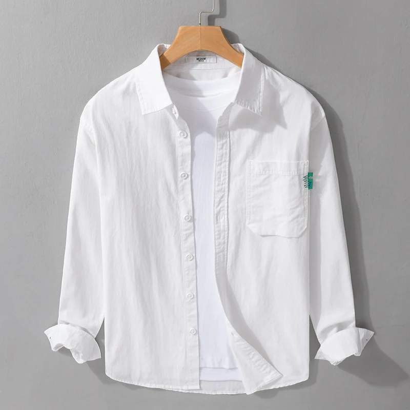 Herren Leichtes Baumwoll-Layering-Overshirt mit Brusttasche und Kentkragen Nord Taschen