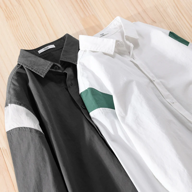 Herren Leichtes Baumwoll-Layering-Hemd mit Kontrastschulterpaneel und innenliegendem T-Shirt Nord Taschen