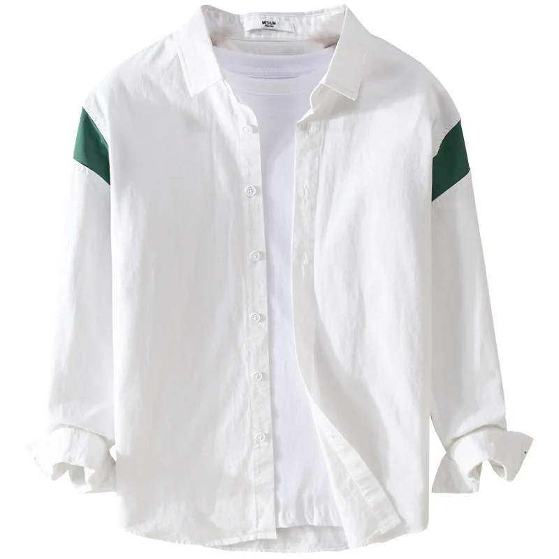 Herren Leichtes Baumwoll-Layering-Hemd mit Kontrastschulterpaneel und innenliegendem T-Shirt Nord Taschen