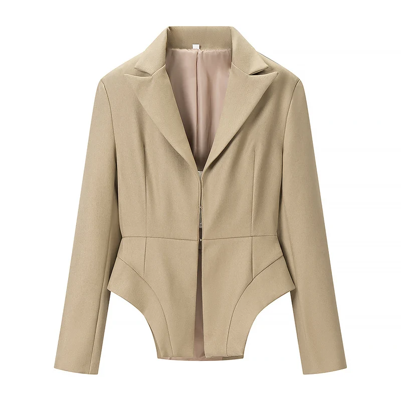 Damen Taillierter Blazer mit Peplum-Schnitt und asymmetrischer Saumführung Nord Taschen