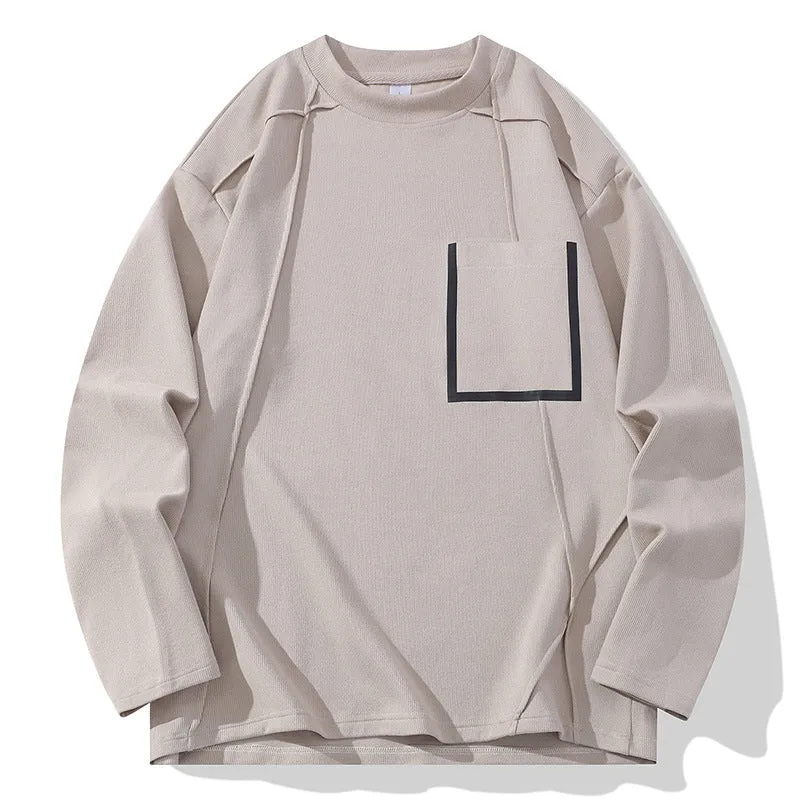 Herren Oversize-Langarmshirt aus strukturierter Baumwollmischung mit Brusttaschen-Detail Nord Taschen