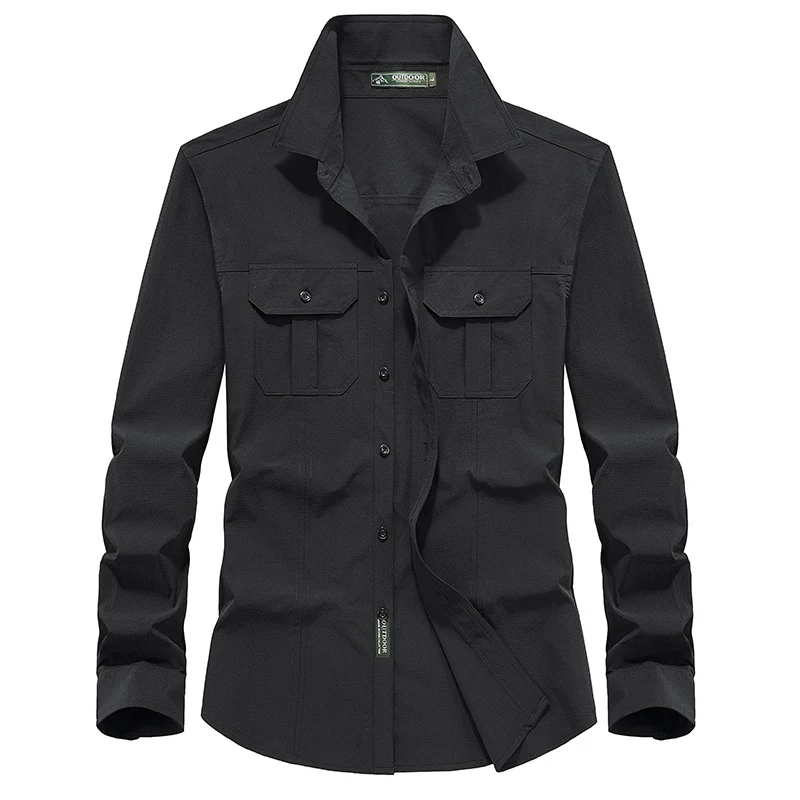 Herren Outdoor-Hemd mit Brustklappen, Ripstop-Gewebe und Regular-Fit Nord Taschen