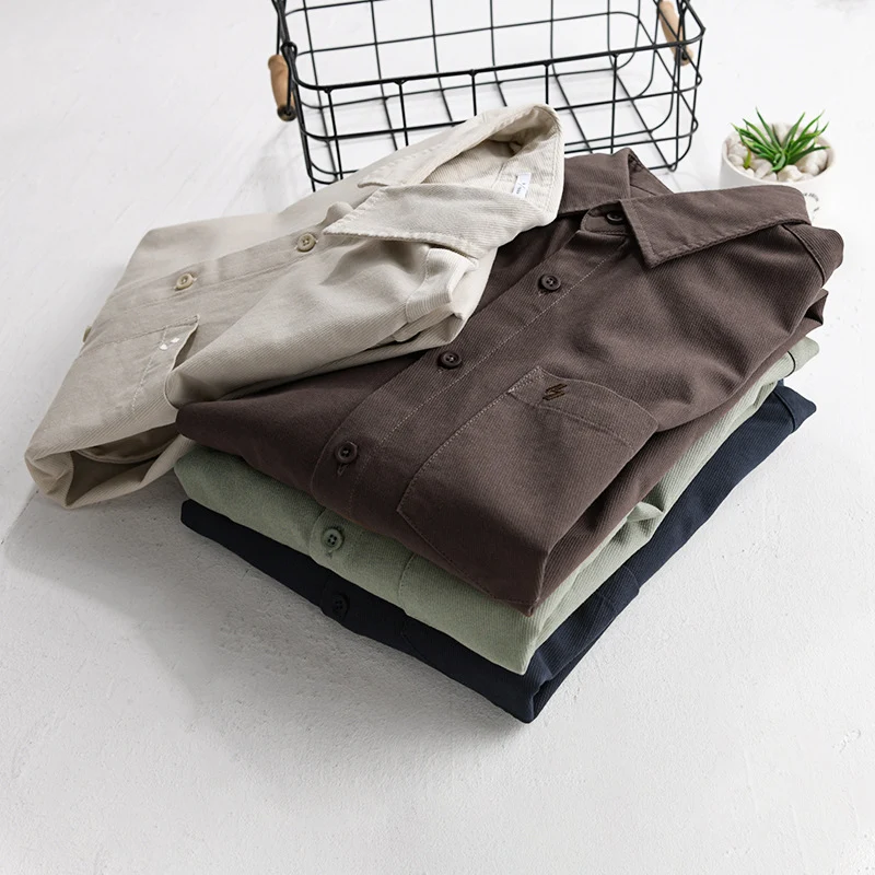Herren Hemdjacke-Overshirt aus softem Baumwoll-Twill im Layering-Look mit aufgesetzter Brusttasche Nord Taschen