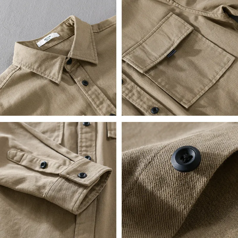Herren Hemdjacke aus robustem Baumwolltwill mit zwei Brustklappen und Relaxed‑Fit Nord Taschen