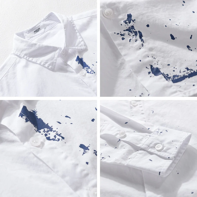 Herren Hemd mit künstlerischem Paint-Splatter und klassischem Kentkragen Nord Taschen