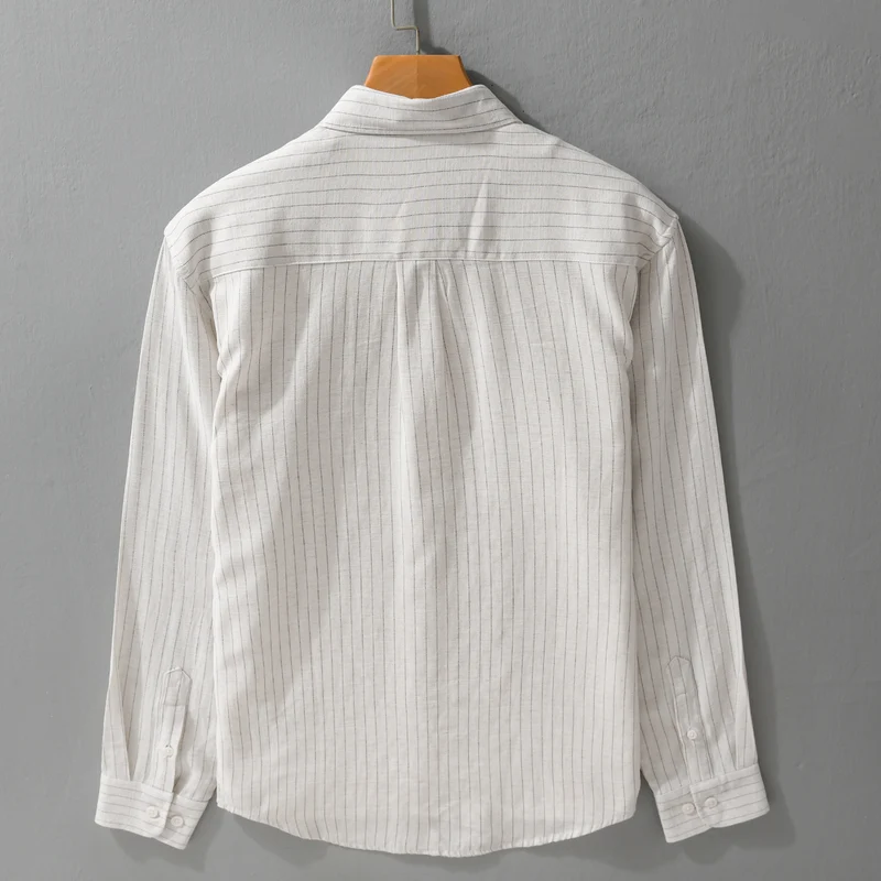 Herren Leichtes Nadelstreifen-Overshirt aus Leinen-Baumwollmix Nord Taschen