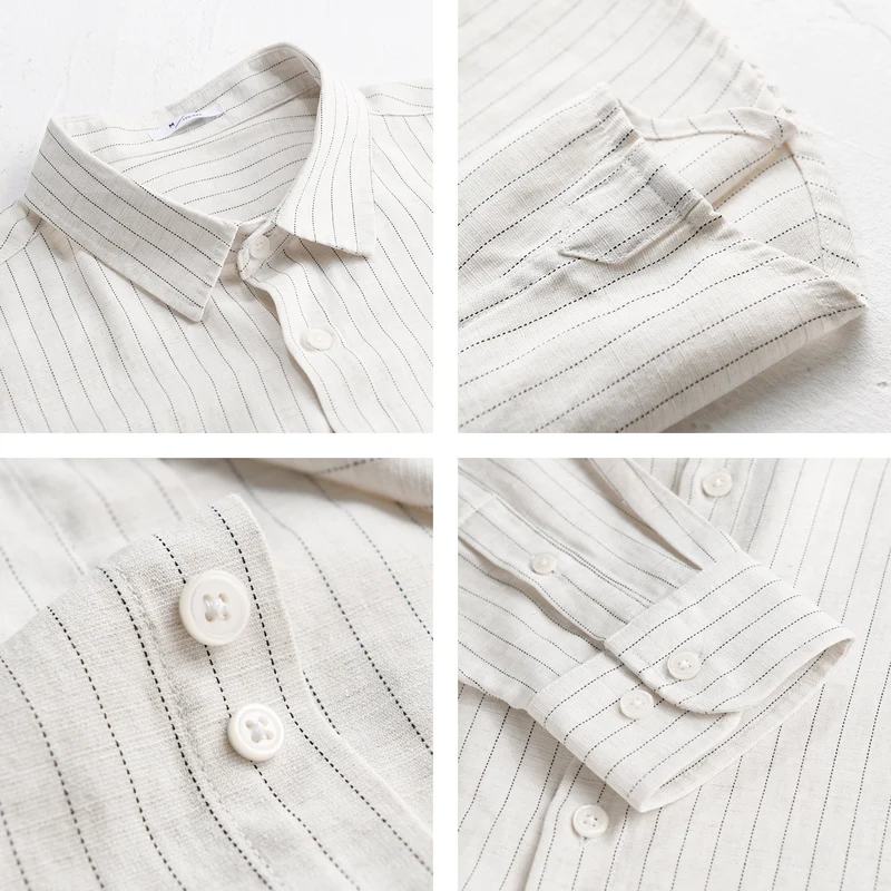 Herren Leichtes Nadelstreifen-Overshirt aus Leinen-Baumwollmix Nord Taschen