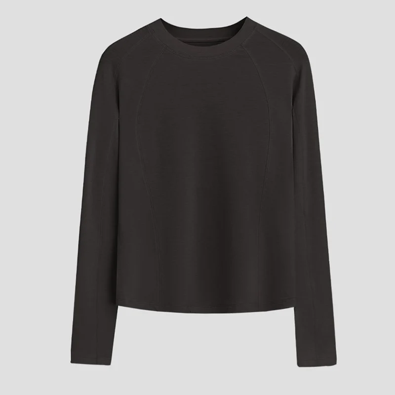Damen Leichtes Longsleeve-Feinstrickshirt mit Raglanärmeln und Rundhalsausschnitt Nord Taschen