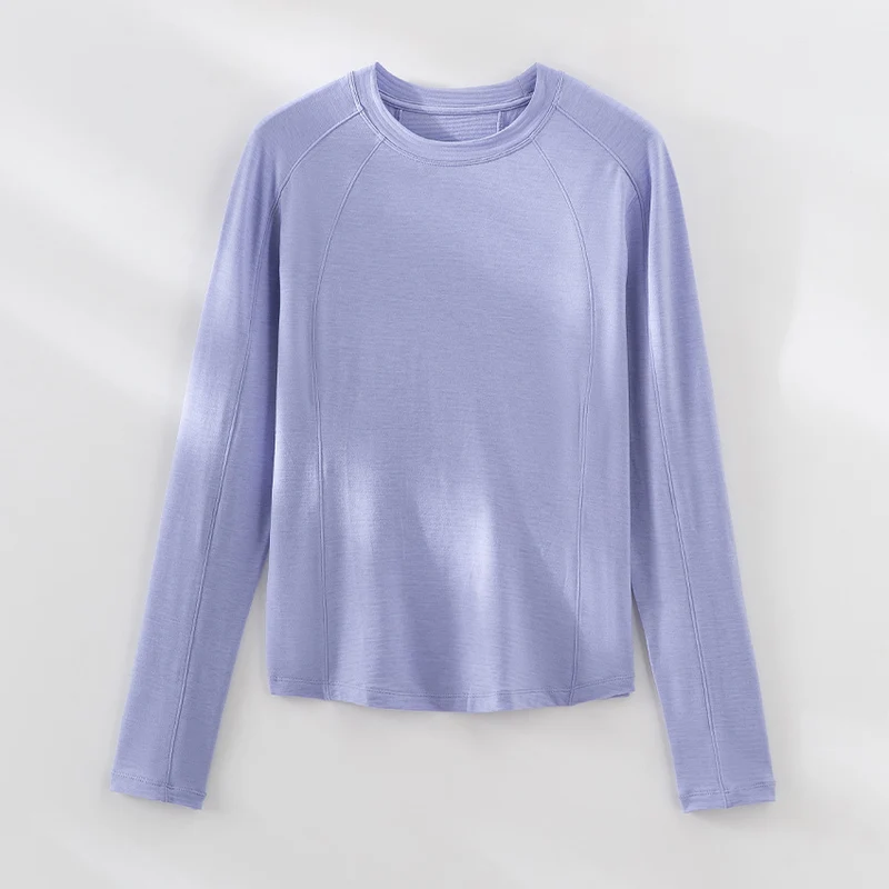Damen Leichtes Longsleeve-Feinstrickshirt mit Raglanärmeln und Rundhalsausschnitt Nord Taschen