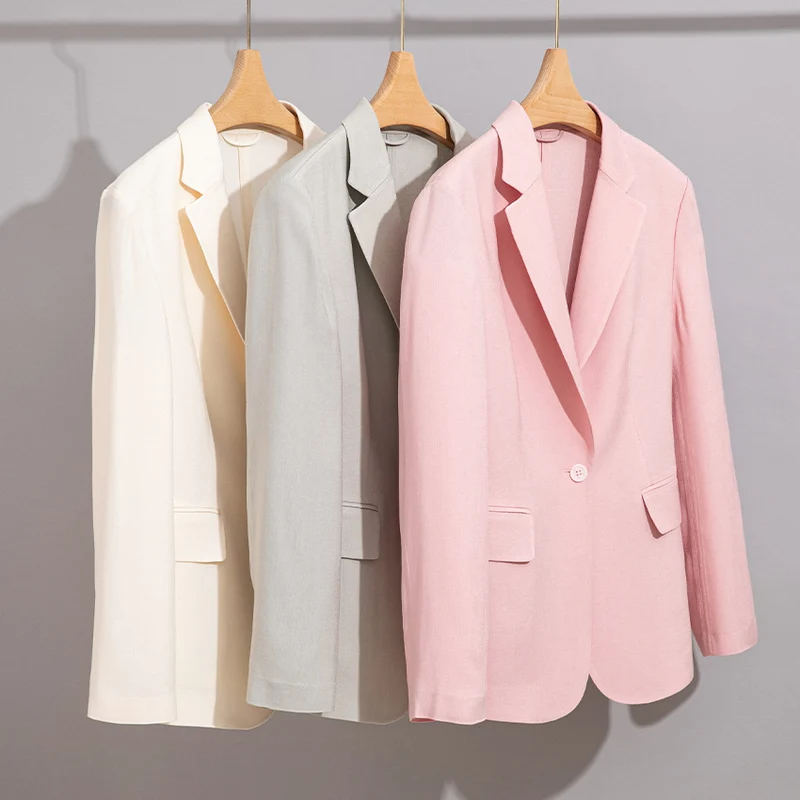 Damen Leichter strukturierter Ein-Knopf-Blazer mit figurformenden Abnähern und Pattentaschen Nord Taschen