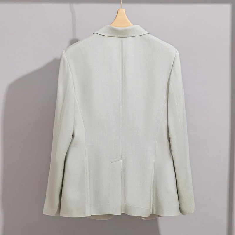 Damen Leichter strukturierter Ein-Knopf-Blazer mit figurformenden Abnähern und Pattentaschen Nord Taschen
