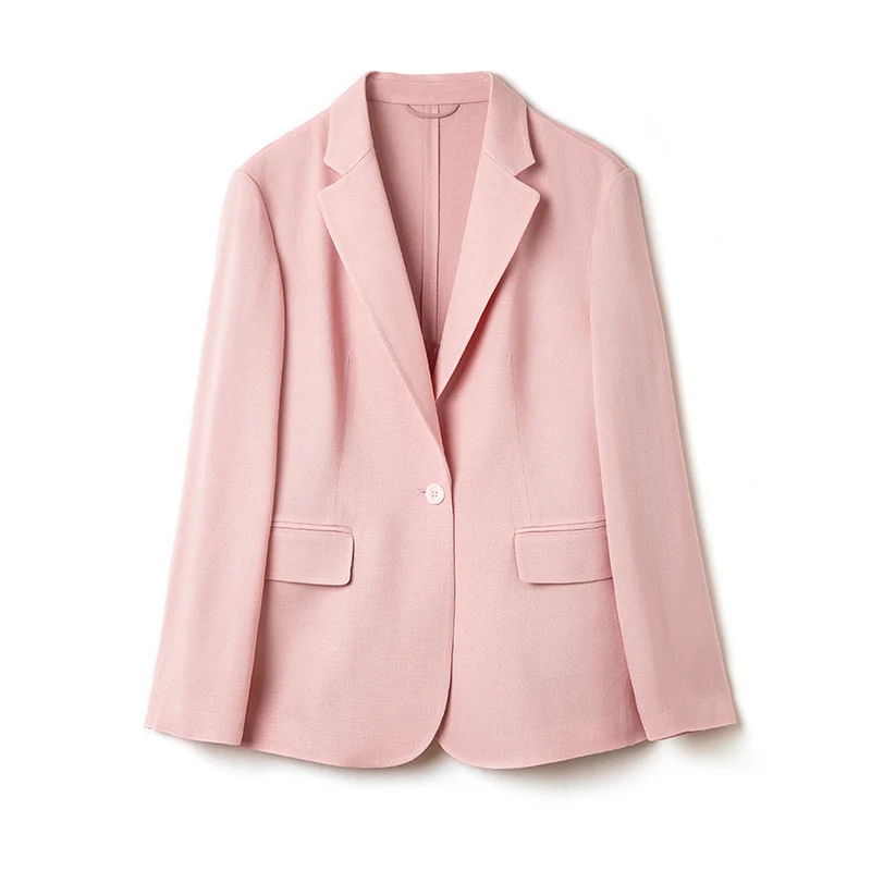 Damen Leichter strukturierter Ein-Knopf-Blazer mit figurformenden Abnähern und Pattentaschen Nord Taschen