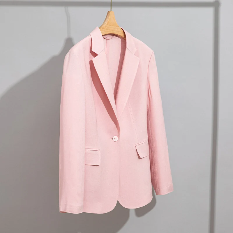 Damen Leichter strukturierter Ein-Knopf-Blazer mit figurformenden Abnähern und Pattentaschen Nord Taschen