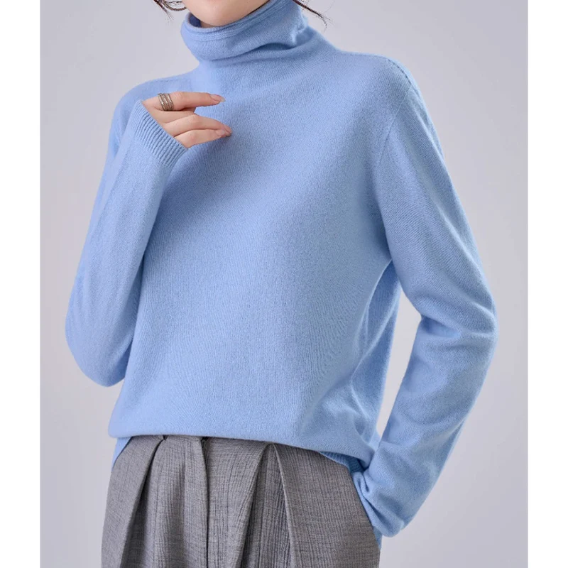 Damen Leichter Kaschmir-Mix Rollkragenpullover mit feinem Soft-Finish und schmaler Silhouette Nord Taschen