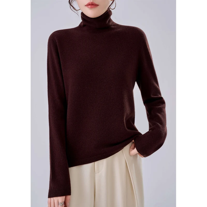 Damen Leichter Kaschmir-Mix Rollkragenpullover mit feinem Soft-Finish und schmaler Silhouette Nord Taschen