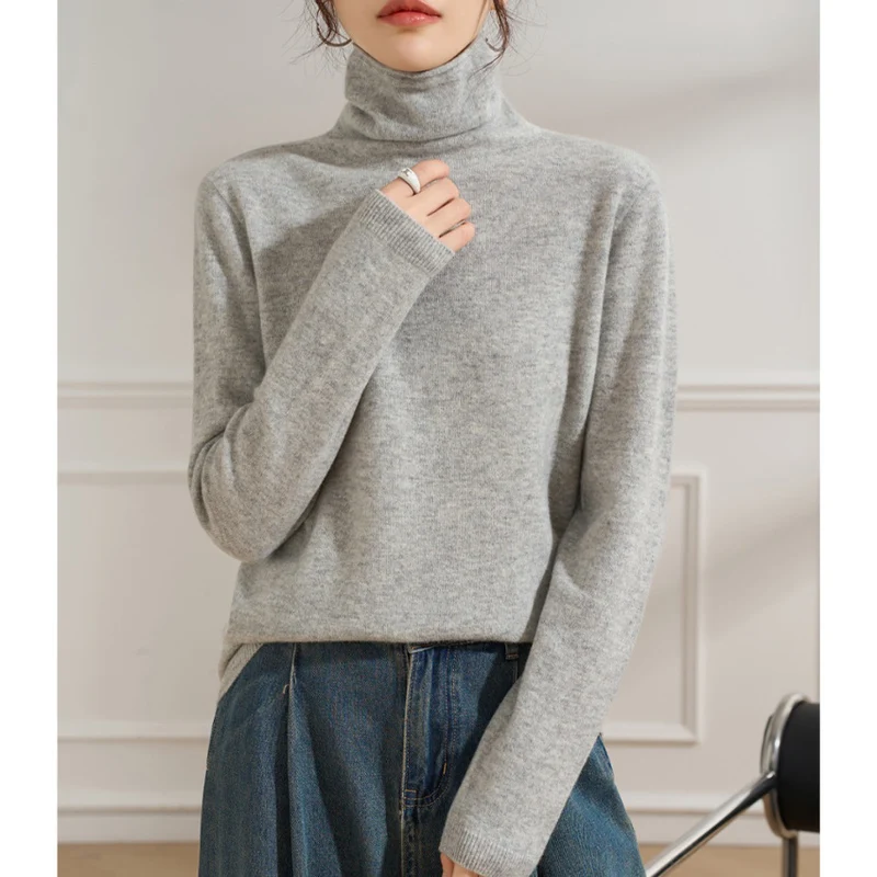 Damen Leichter Kaschmir-Mix Rollkragenpullover mit feinem Soft-Finish und schmaler Silhouette Nord Taschen