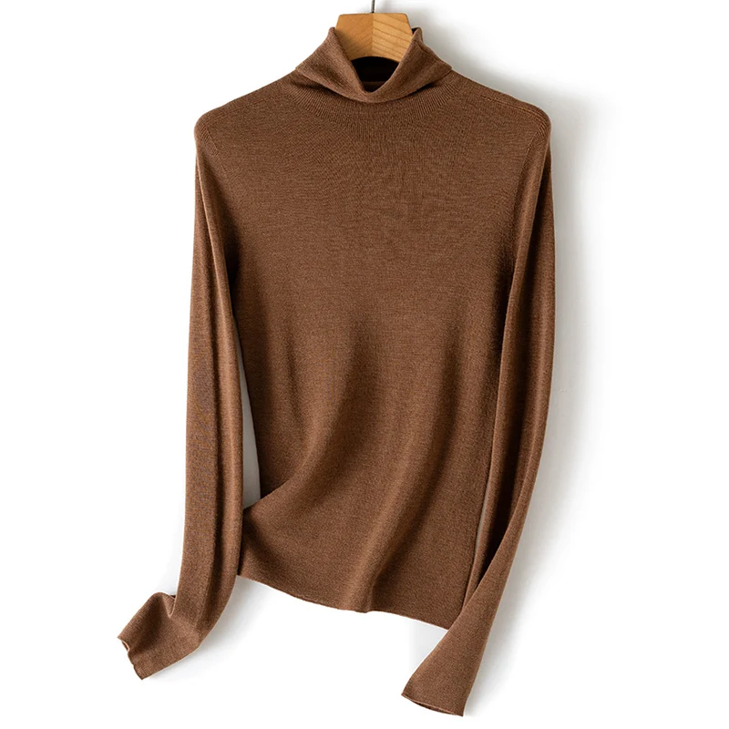 Damen Leichter Feinstrick-Rollkragenpullover mit fließender Passform Nord Taschen