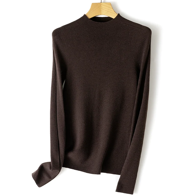 Damen Leichter Feinstrick-Pullover mit kurzem Stehkragen und schmaler Silhouette Nord Taschen