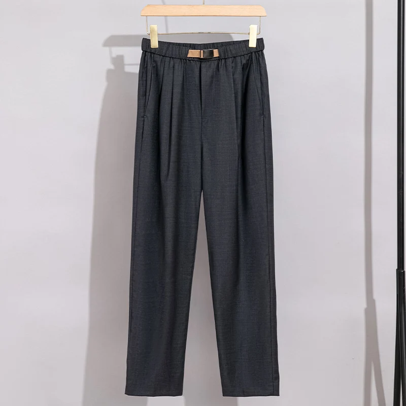 Damen Leichte Stoffhose mit elastischem Bund, Bundfalten und geradem Bein Nord Taschen