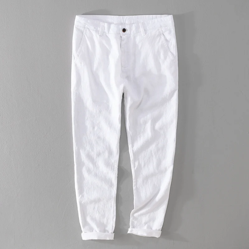 Herren Leichte Leinenchino mit schlanker Passform und gekrempeltem Saum Nord Taschen