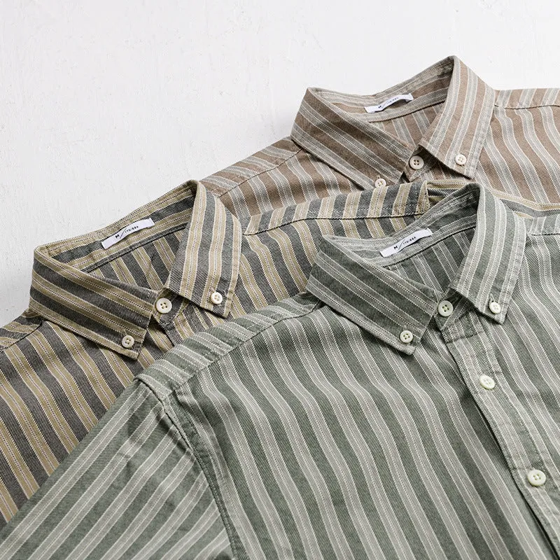 Herren Hemd mit Button-Down-Kragen aus atmungsaktivem Leinen-Baumwollmix in Relaxed-Passform Nord Taschen