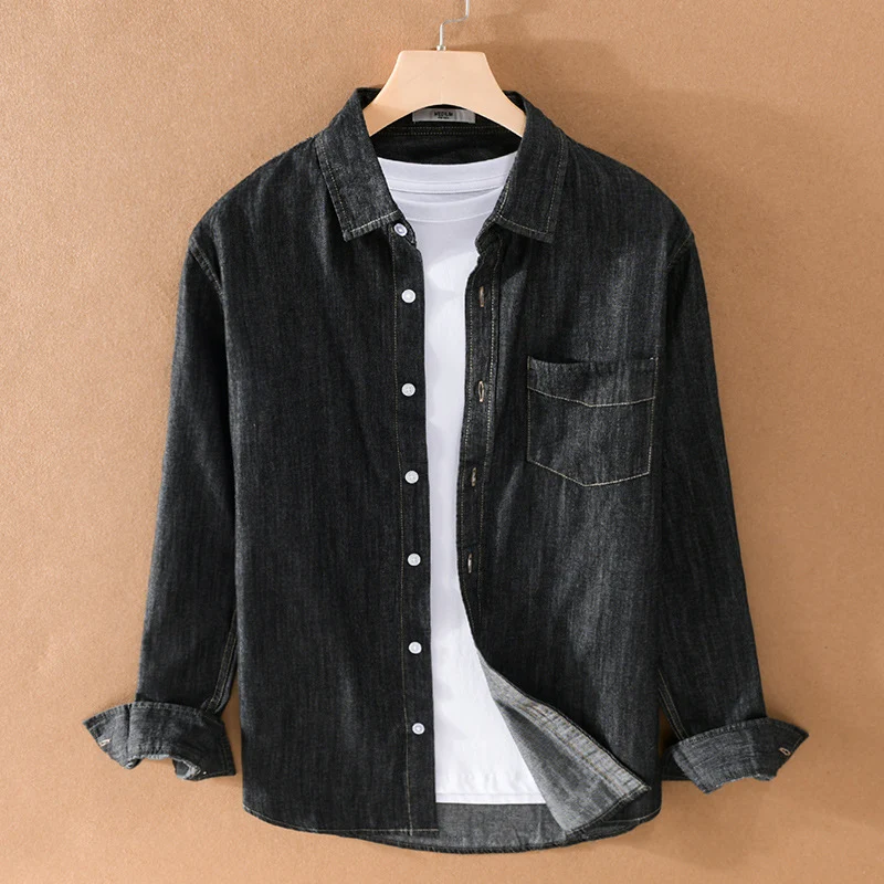 Herren Gewaschenes Denim-Overshirt mit Pattentasche, Relaxed-Fit und weichem Griff Nord Taschen