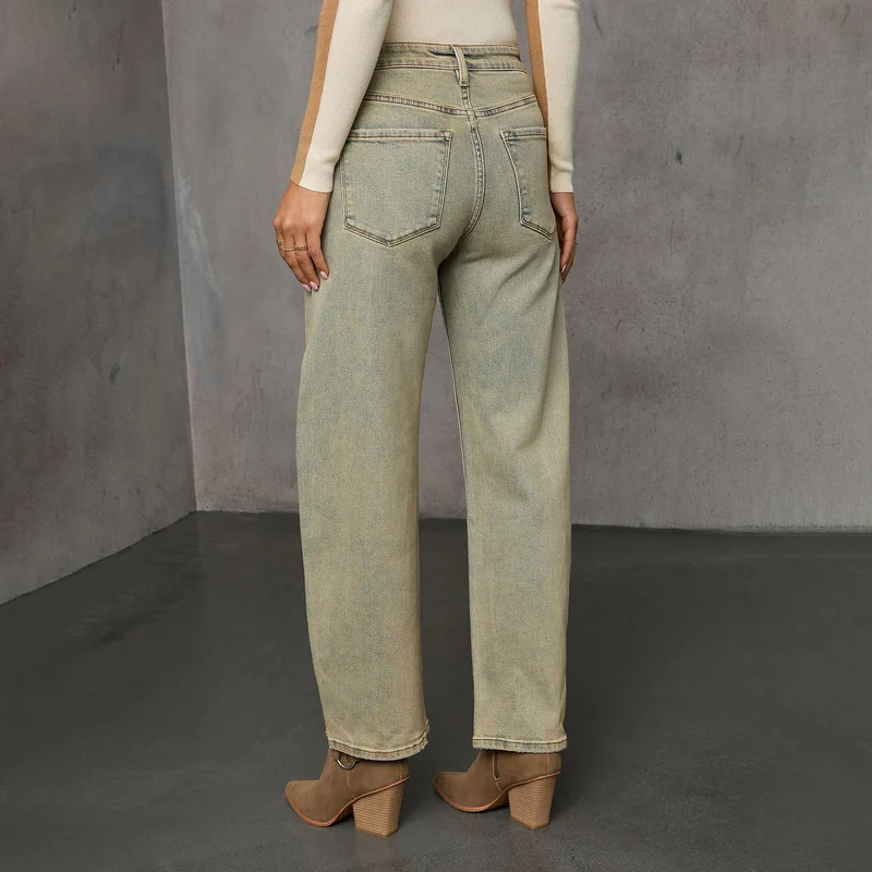 Damen High-Waist Culotte-Jeans mit sichtbarer Vordernaht Nord Taschen