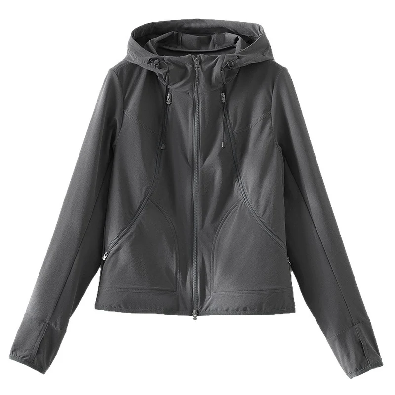 Damen Leichte Softshell-Outdoorjacke mit Kapuze und Zwei-Wege-Reißverschluss Nord Taschen