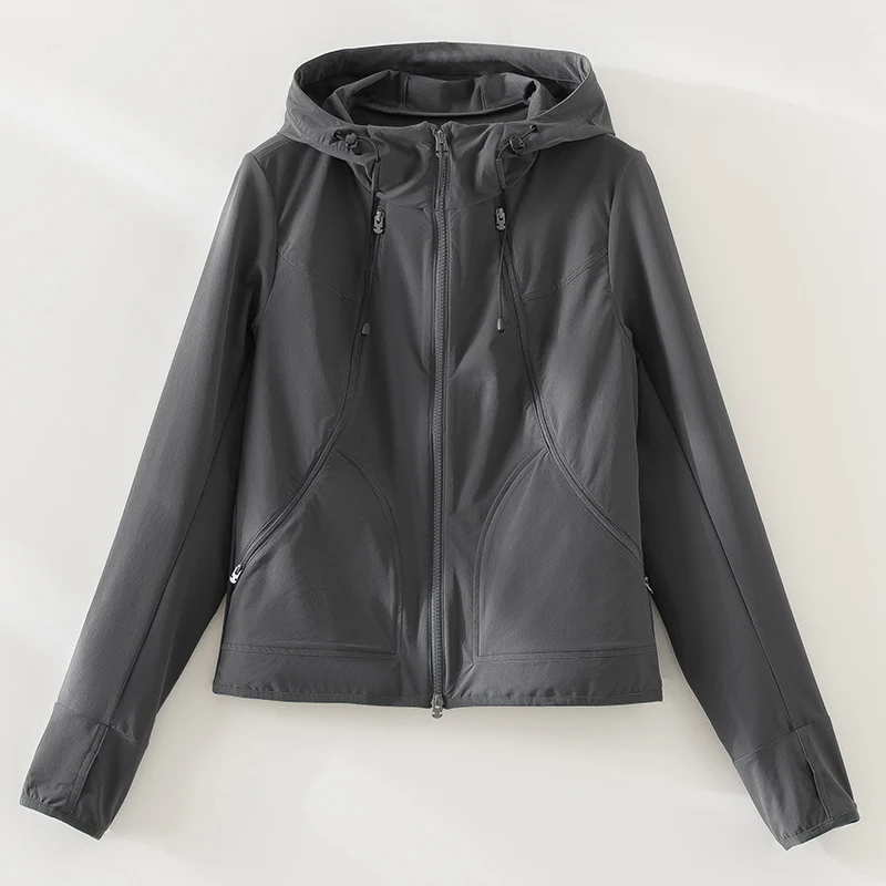 Damen Leichte Softshell-Outdoorjacke mit Kapuze und Zwei-Wege-Reißverschluss Nord Taschen