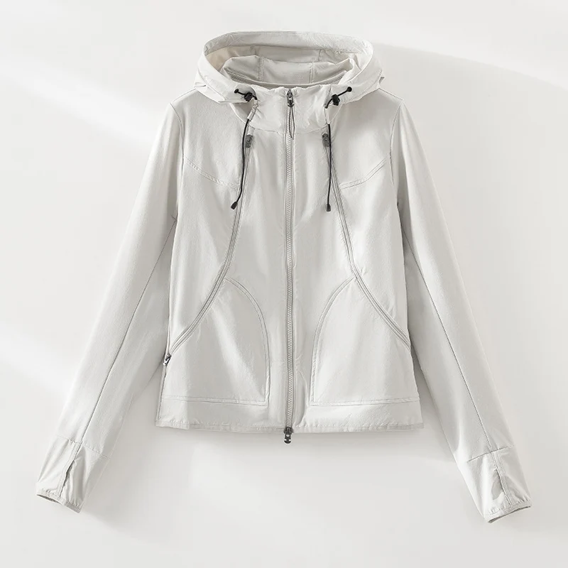 Damen Leichte Softshell-Outdoorjacke mit Kapuze und Zwei-Wege-Reißverschluss Nord Taschen