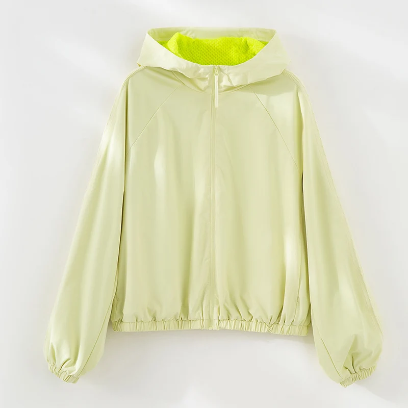Damen Leichte Kapuzenjacke mit Kurzreißverschluss, Raglanärmeln und elastischem Saum Nord Taschen