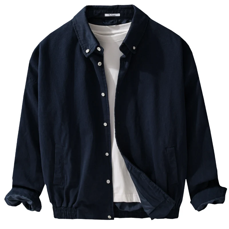 Herren Leichte Baumwoll-Utility-Jacke mit Knopfleiste und elastischem Saum Nord Taschen