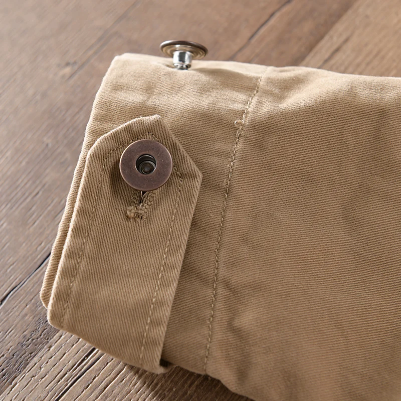 Herren Leichte Baumwoll-Chorejacke im Worker‑Stil mit Kentkragen und aufgesetzten Taschen Nord Taschen
