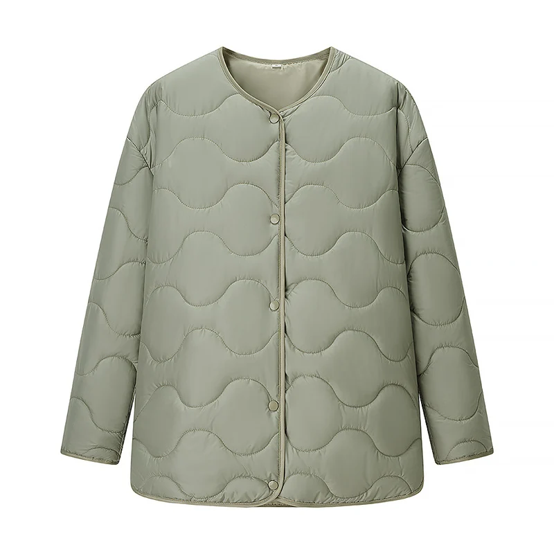 Damen Steppjacke Longline mit Oversize‑Silhouette und Druckknopfverschluss Nord Taschen