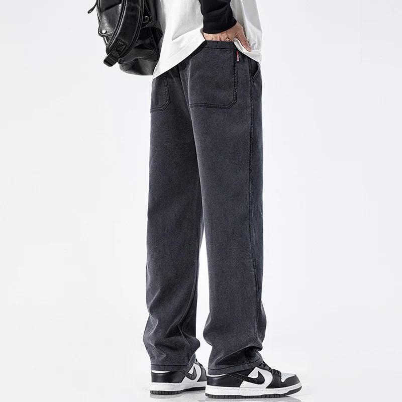 Herren Locker geschnittene Jeanshose mit Vintage-Waschung und geradem Bein Nord Taschen