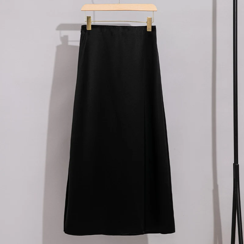 Damen Langer eleganter Satin-Biaisrock mit hohem Bund und fließender Silhouette Nord Taschen