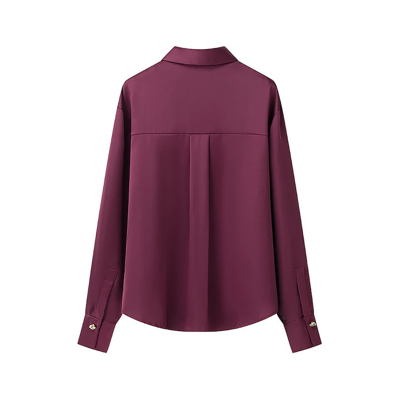 Damen Seidenoptik-Bluse mit Schmuckknöpfen und Hemdkragen Nord Taschen