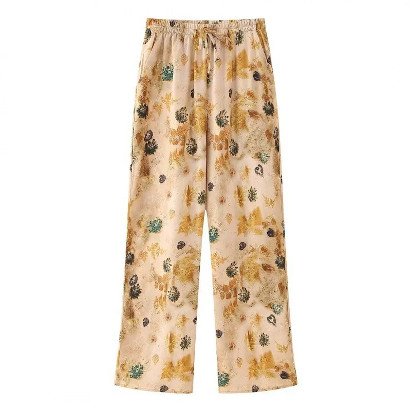 Damen Seidenähnliche Bluse mit floralem Aquarellprint, Hemdkragen und aufgesetzter Brusttasche Nord Taschen