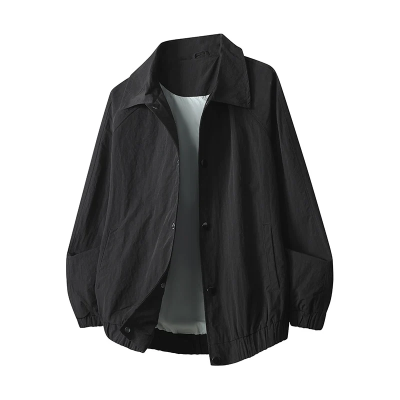 Herren Leichte Hemdkragen-Übergangsjacke mit Druckknopffront und elastischem Saum Nord Taschen