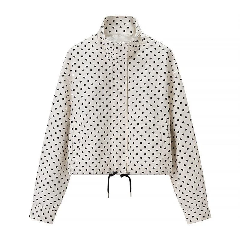 Damen Zweiteiliges Gepunktetes Blazer- und Shorts-Set mit Volumenärmeln und hoher Taille Nord Taschen