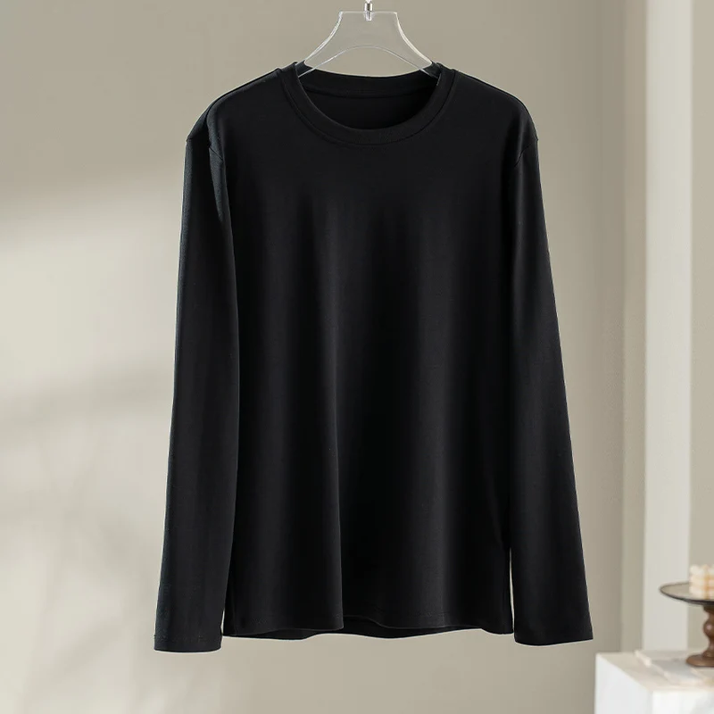 Damen Langärmeliges Rundhals-Longsleeve aus Modal-Mix mit fließender Silhouette Nord Taschen