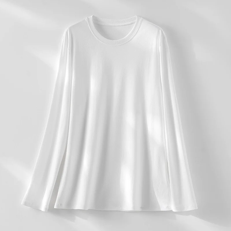 Damen Langärmeliges Rundhals-Longsleeve aus Modal-Mix mit fließender Silhouette Nord Taschen