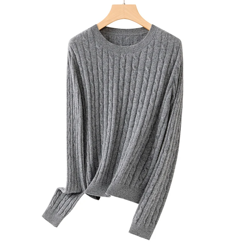 Damen Kuscheliger Zopfstrick-Pullover aus Feinstrick mit Rundhalsausschnitt Nord Taschen