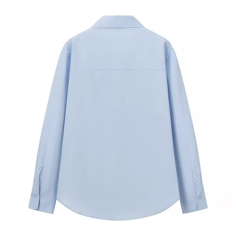 Damen Rüschen-Hemdbluse mit Kentkragen und lockerer Passform Nord Taschen