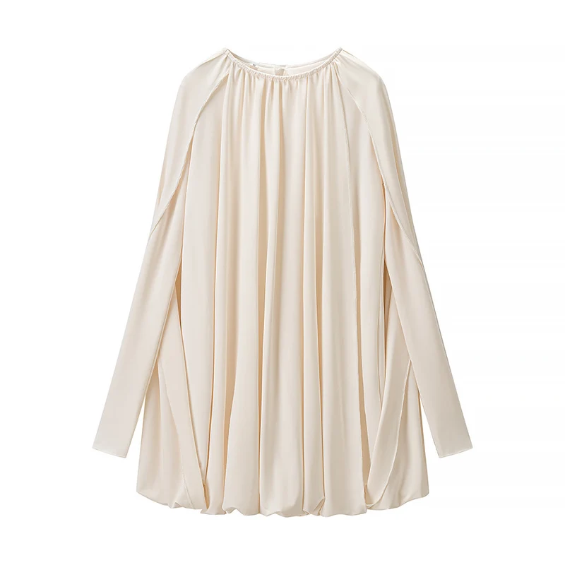 Damen Plissiertes Cocktail-Minikleid mit langen eng anliegenden Ärmeln und balloniertem Saum Nord Taschen