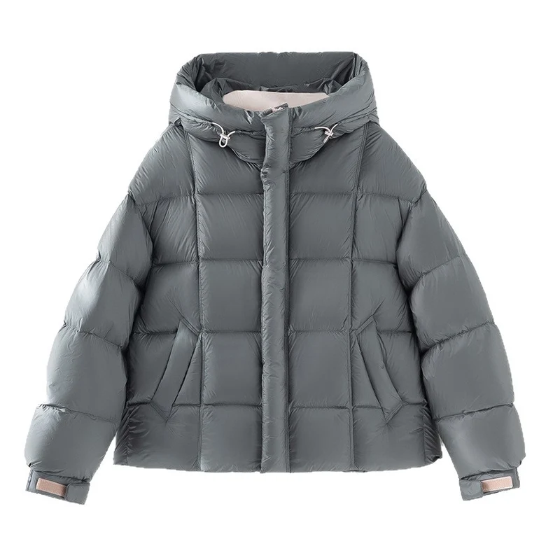 Damen Kurze Stepp-Daunenjacke mit Kapuze Nord Taschen