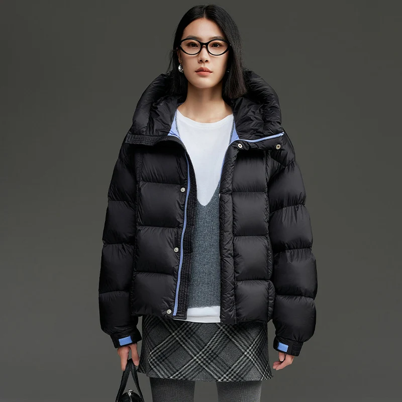 Damen Kurze Stepp-Daunenjacke mit Kapuze Nord Taschen