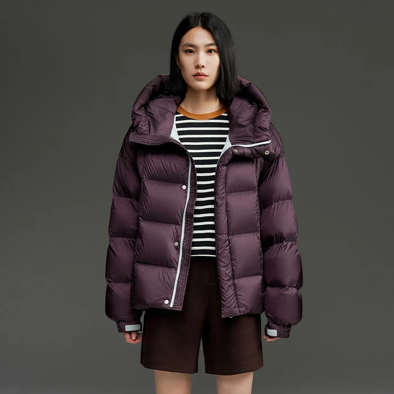 Damen Kurze Stepp-Daunenjacke mit Kapuze Nord Taschen