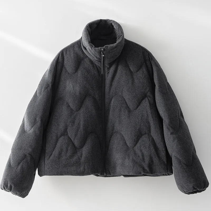 Damen Kurze gesteppte Jacke mit Wellensteppung, hohem Stehkragen und Boxy-Silhouette Nord Taschen